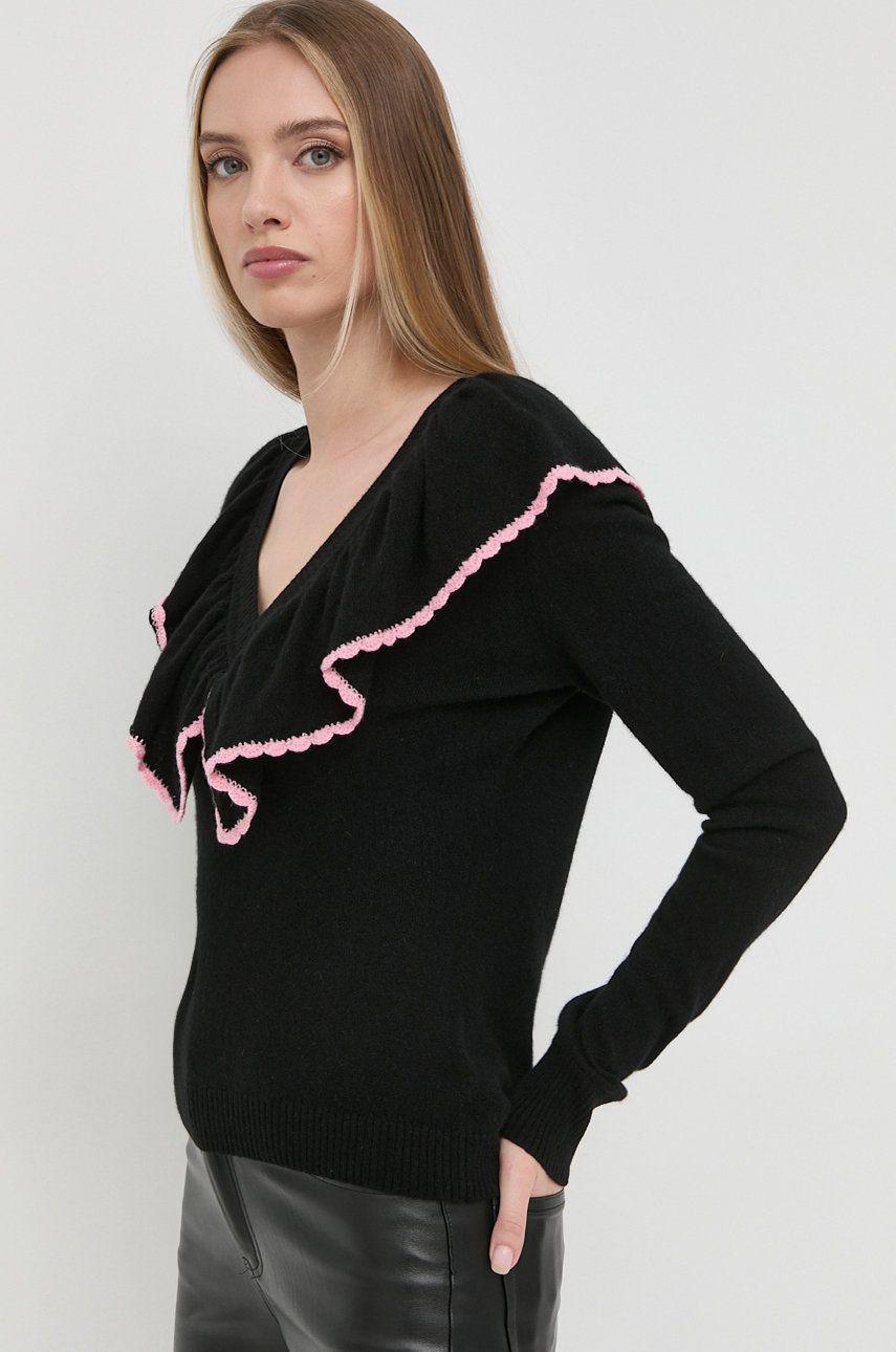 Custommade pulover de casmir femei, culoarea negru, light answear.ro