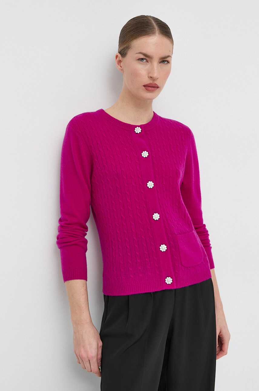 Custommade cardigan din casmir appelina cable femei, culoarea roz, light