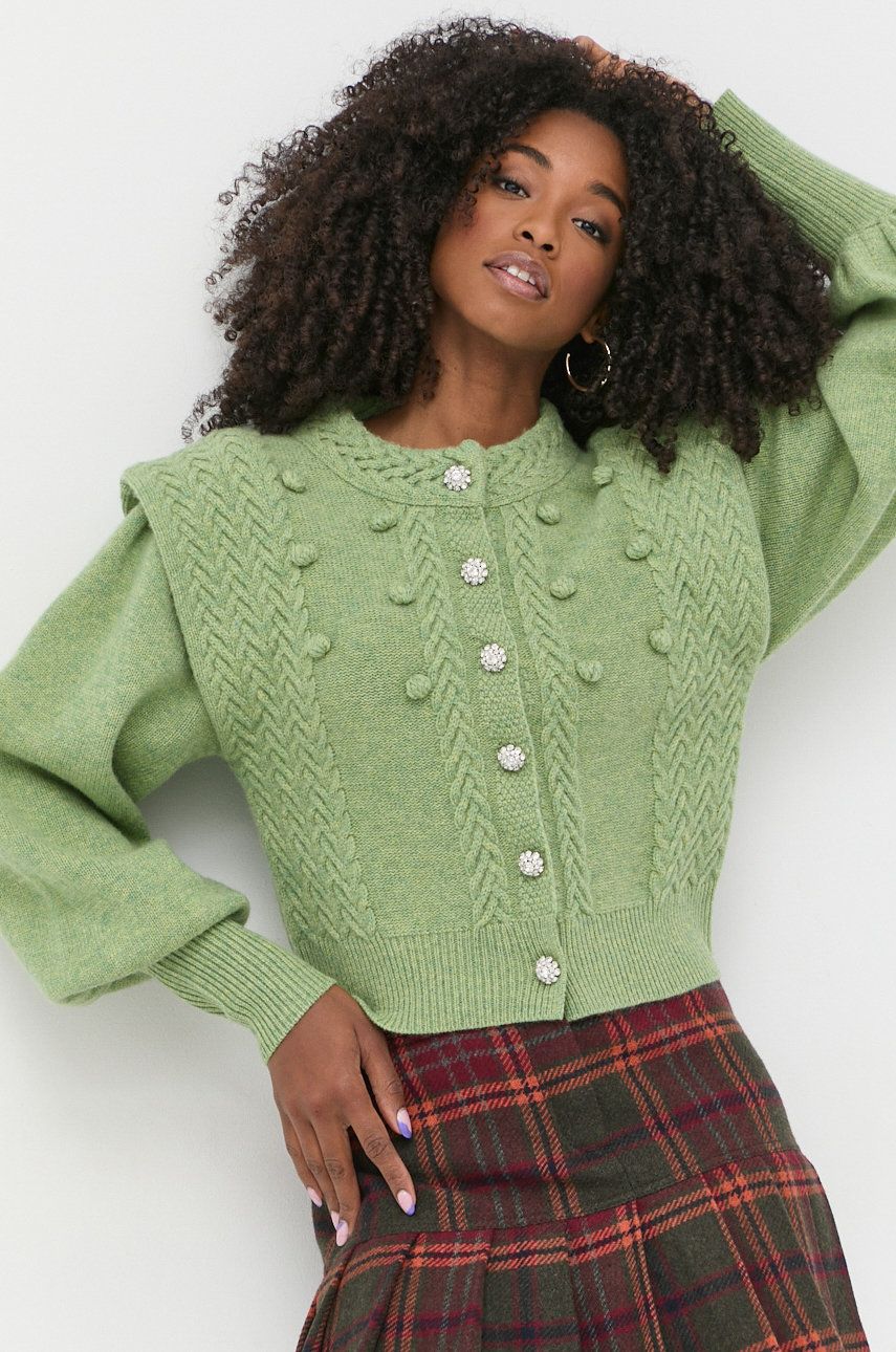Notes du Nord cardigan din lana femei, culoarea verde answear.ro imagine noua gjx.ro