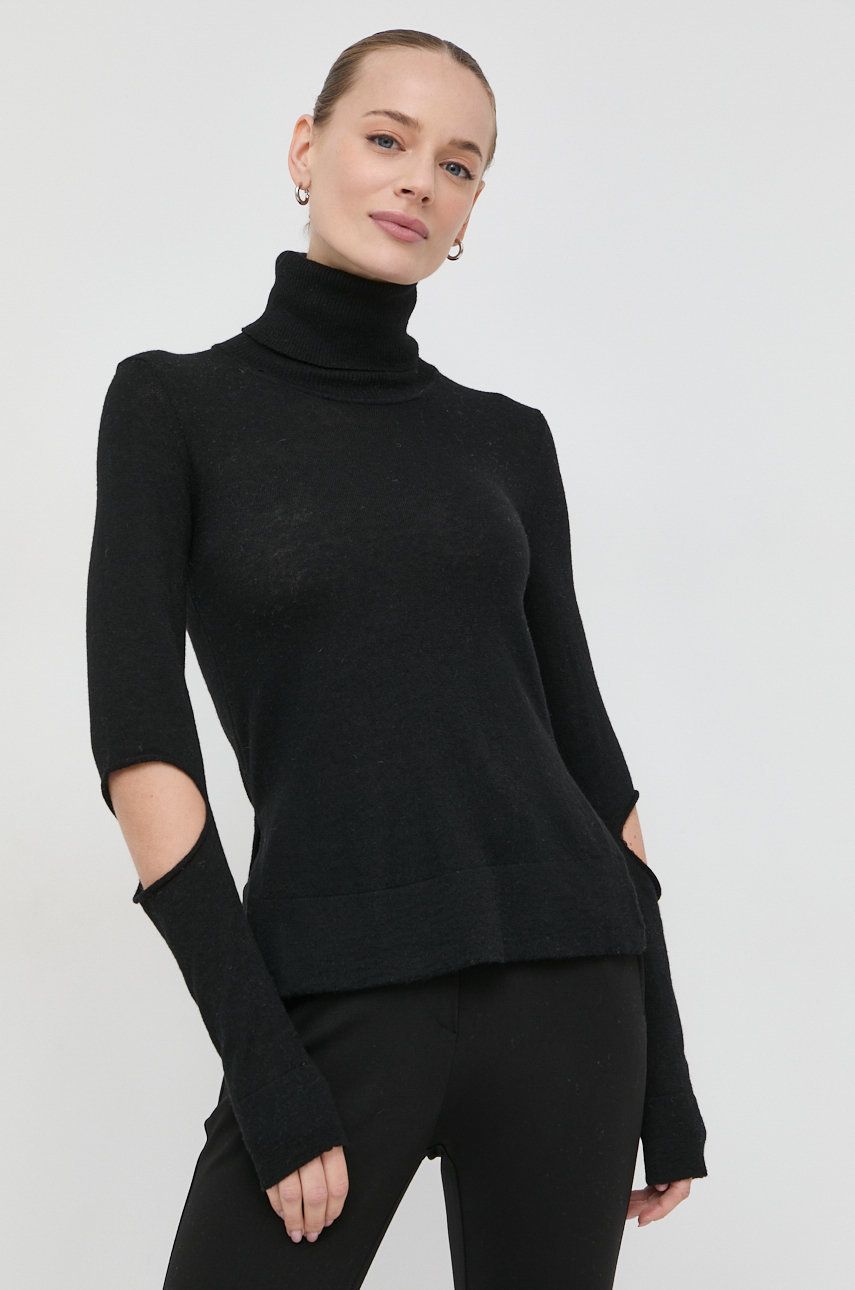 Beatrice B pulover de lana femei, culoarea negru, light, cu guler