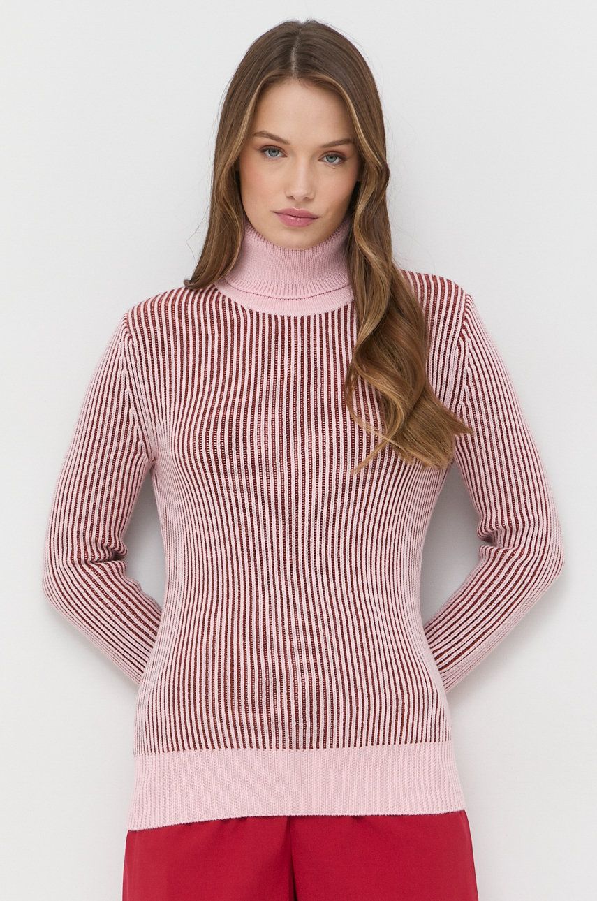 Beatrice B pulover de lana femei, culoarea roz, cu guler answear.ro