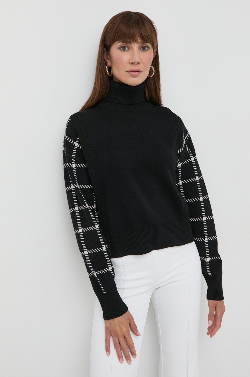 Silvian heach pulover femei, culoarea negru, cu guler