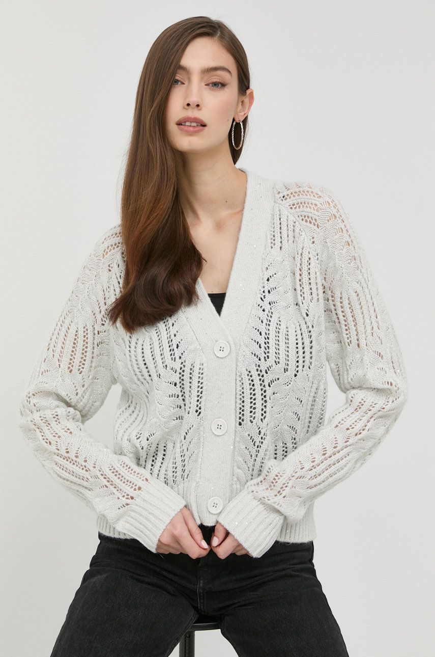 Silvian Heach cardigan din amestec de lana femei, culoarea gri amestec imagine noua
