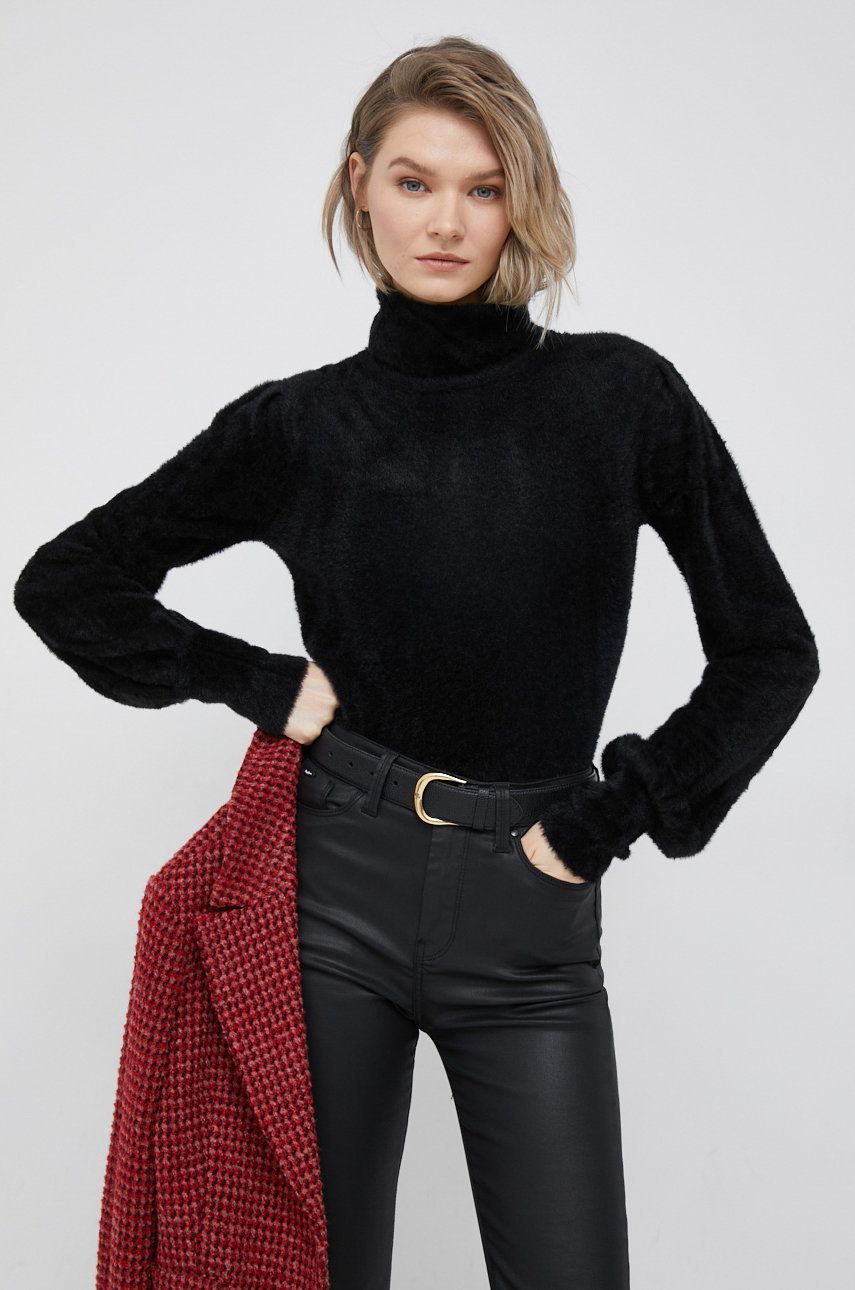 XT Studio sweter damski kolor czarny lekki z golfem