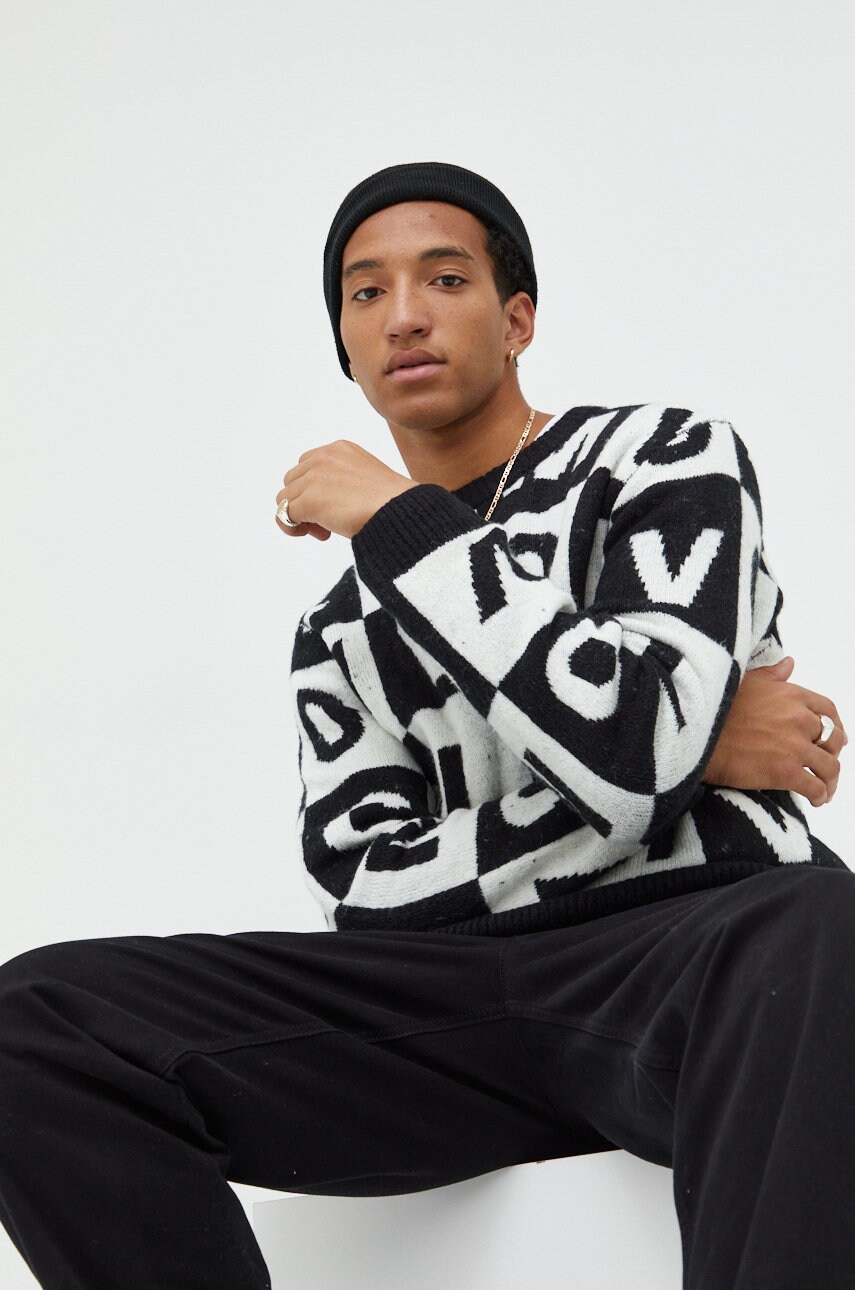 

Светр з домішкою вовни Volcom чоловічий колір чорний легкий