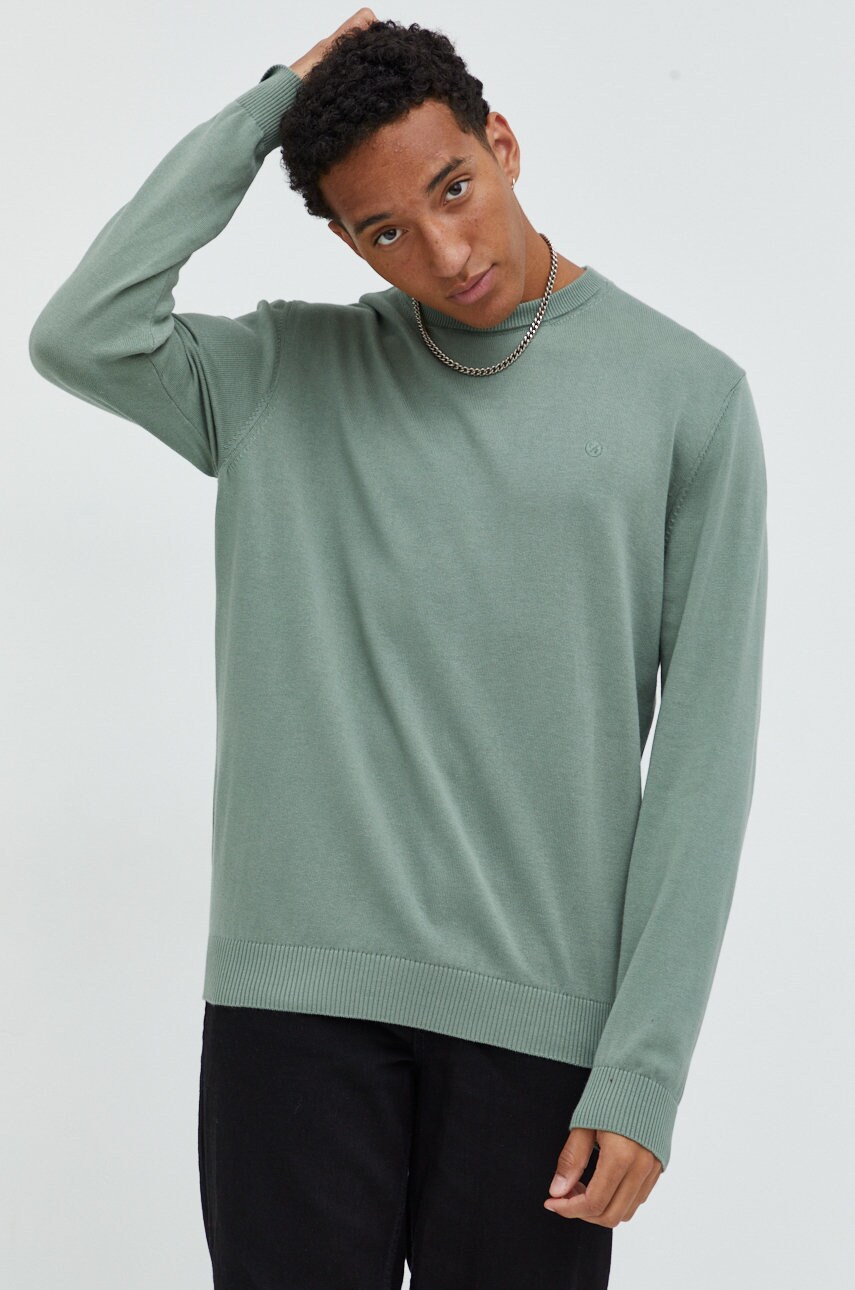 Cross jeans pulover de bumbac barbati, culoarea verde, light