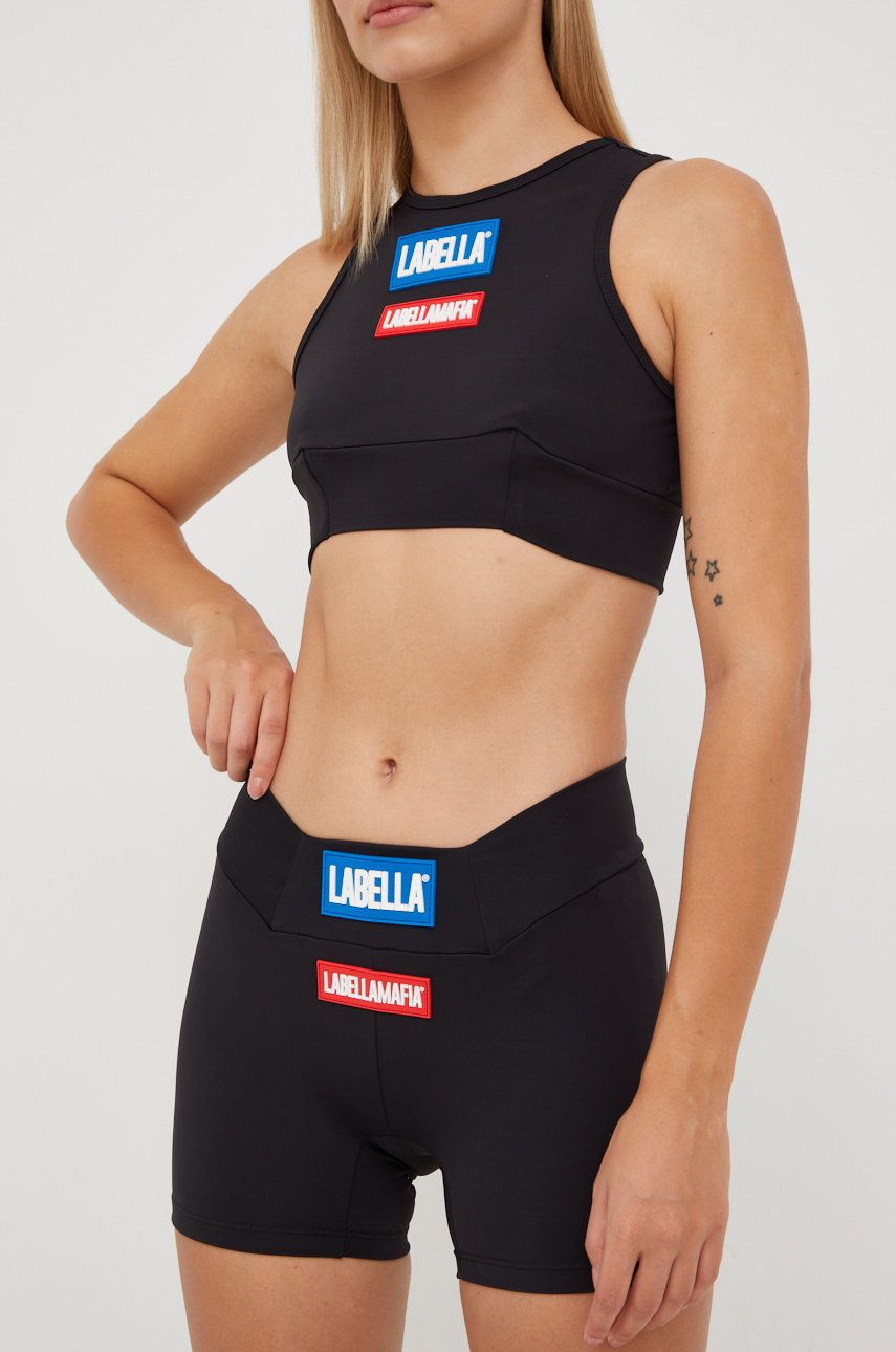 Levně Tréninkové šortky LaBellaMafia Go On dámské, černá barva, s aplikací, medium waist
