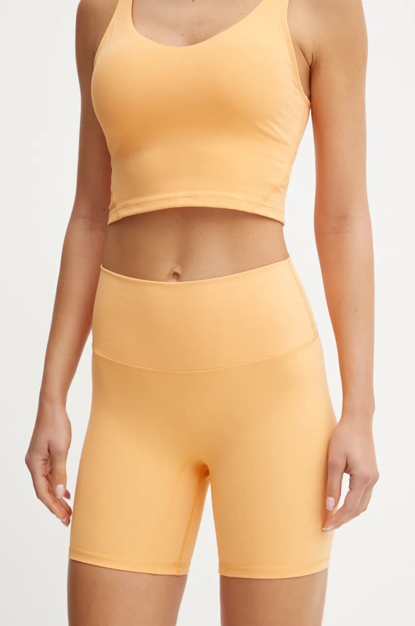 Joy in me pantaloni scurți de yoga Oneness culoarea portocaliu, neted, high waist Joy in me pantaloni scurți de yoga Oneness culoarea portocaliu, neted, high waist