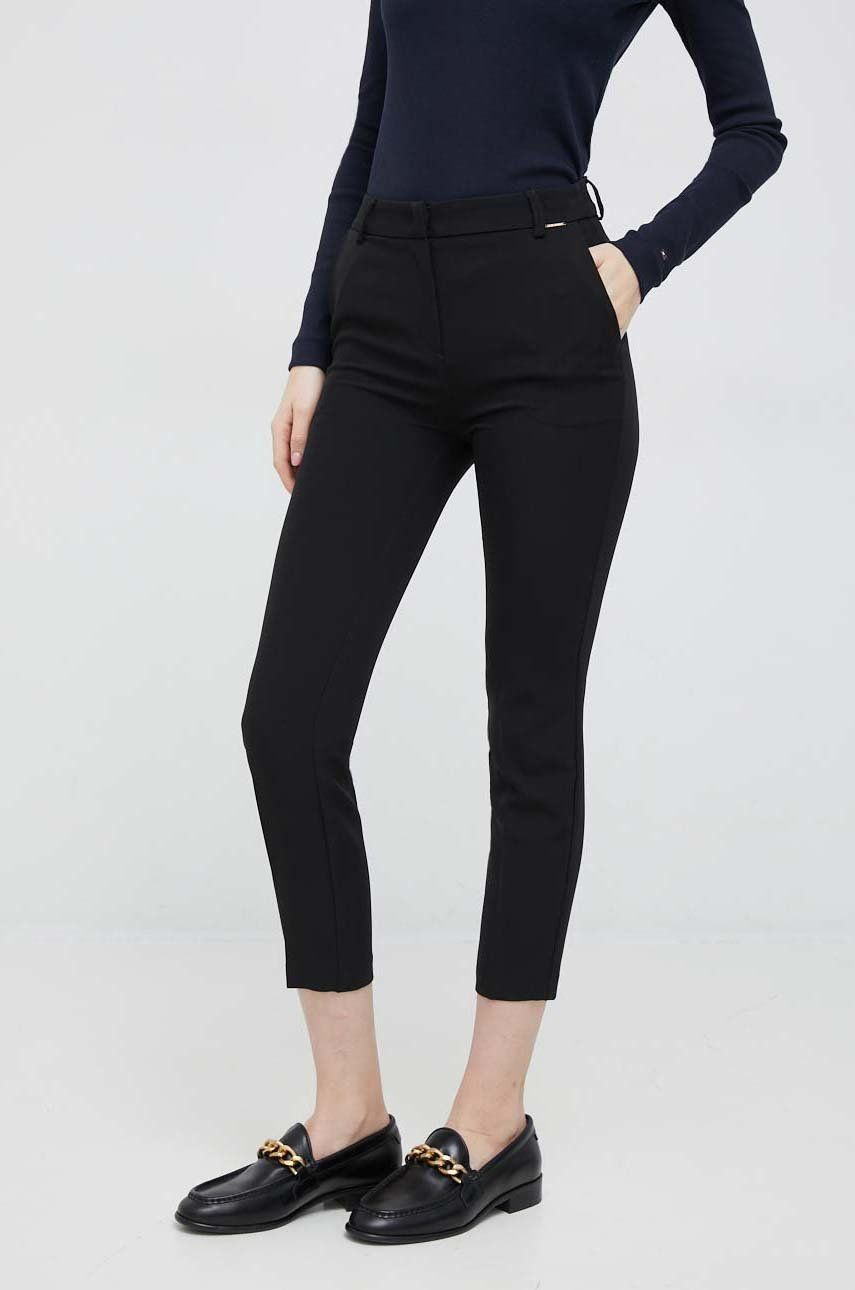 XT Studio pantaloni femei, culoarea negru, fason tigareta, high waist