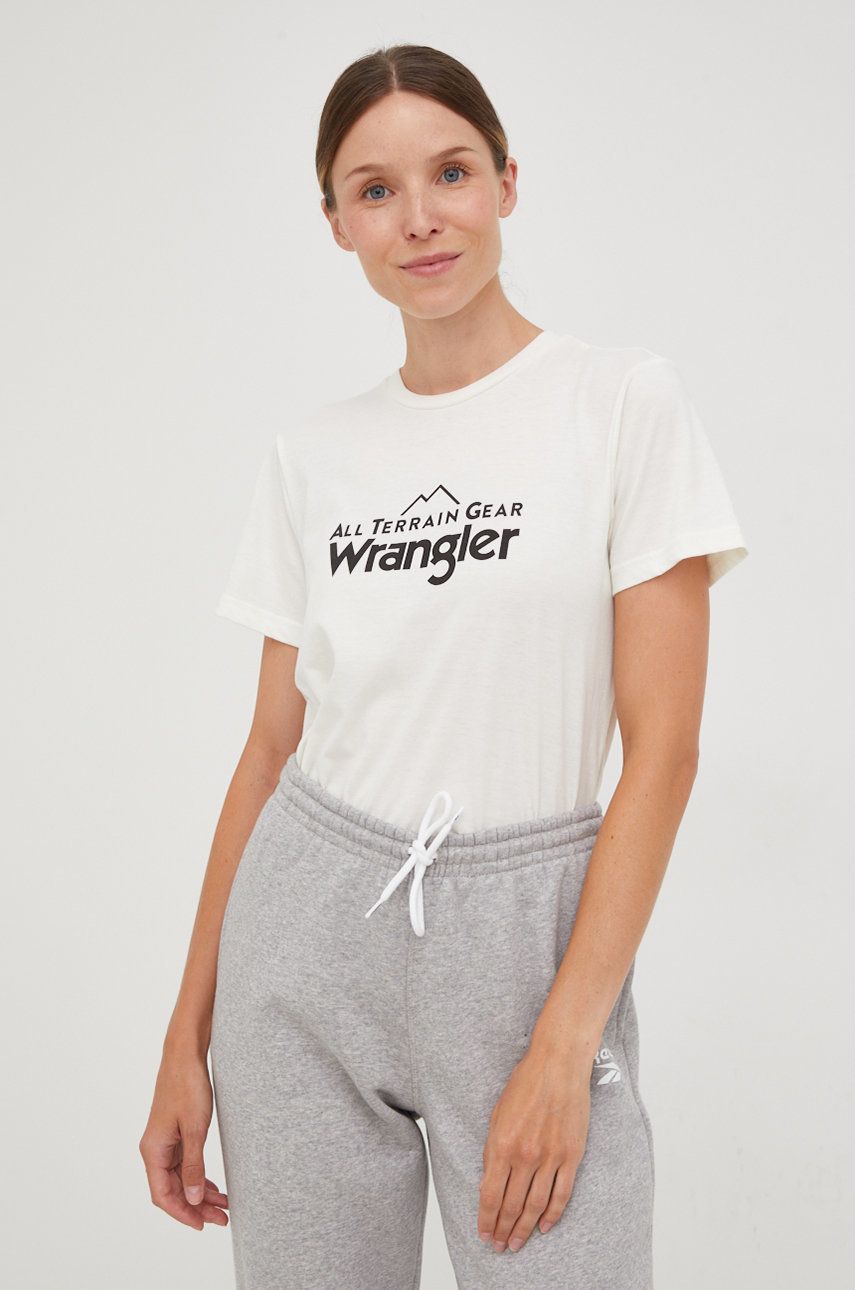 Tričko Wrangler Atg béžová barva - béžová -  60% Bavlna