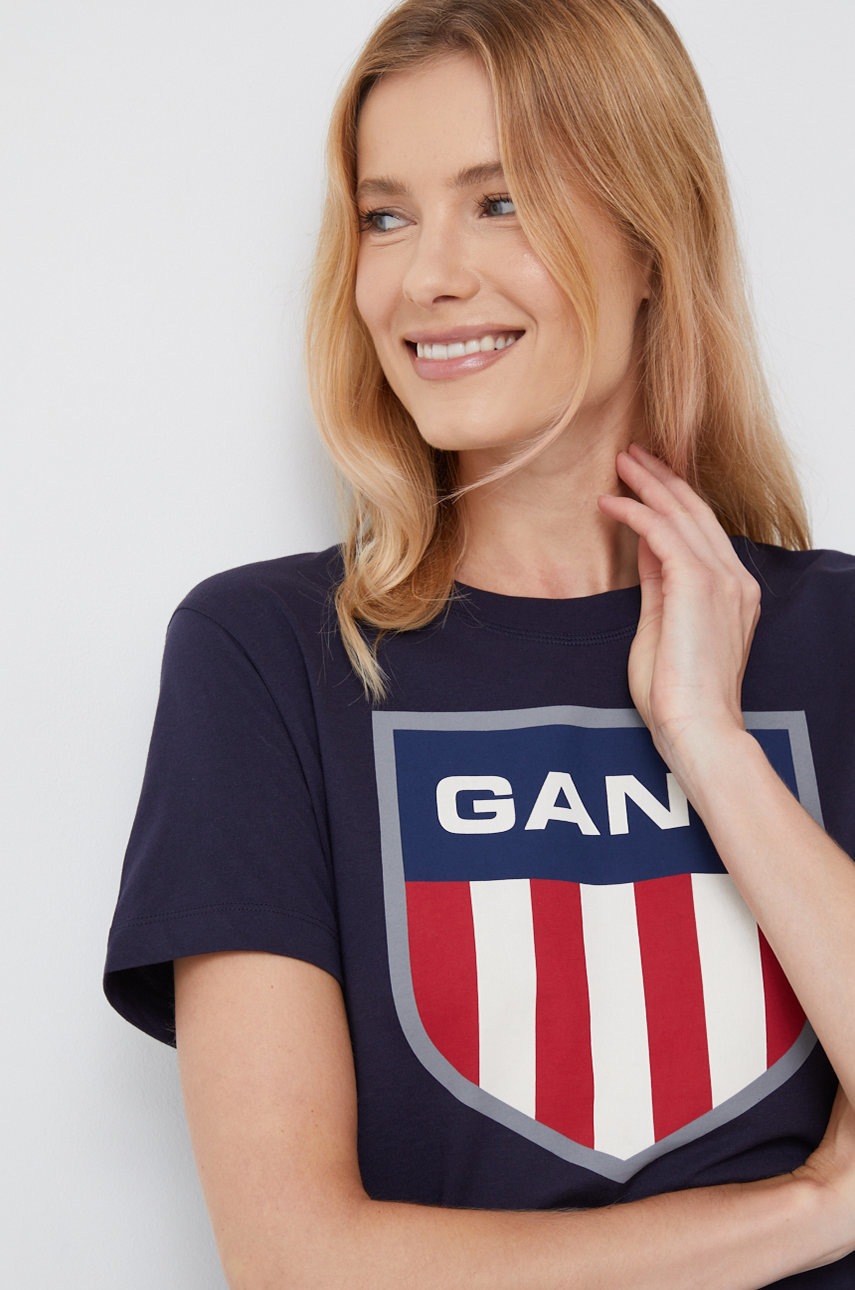 

Памучна тениска Gant в тъмносиньо, Тъмносин