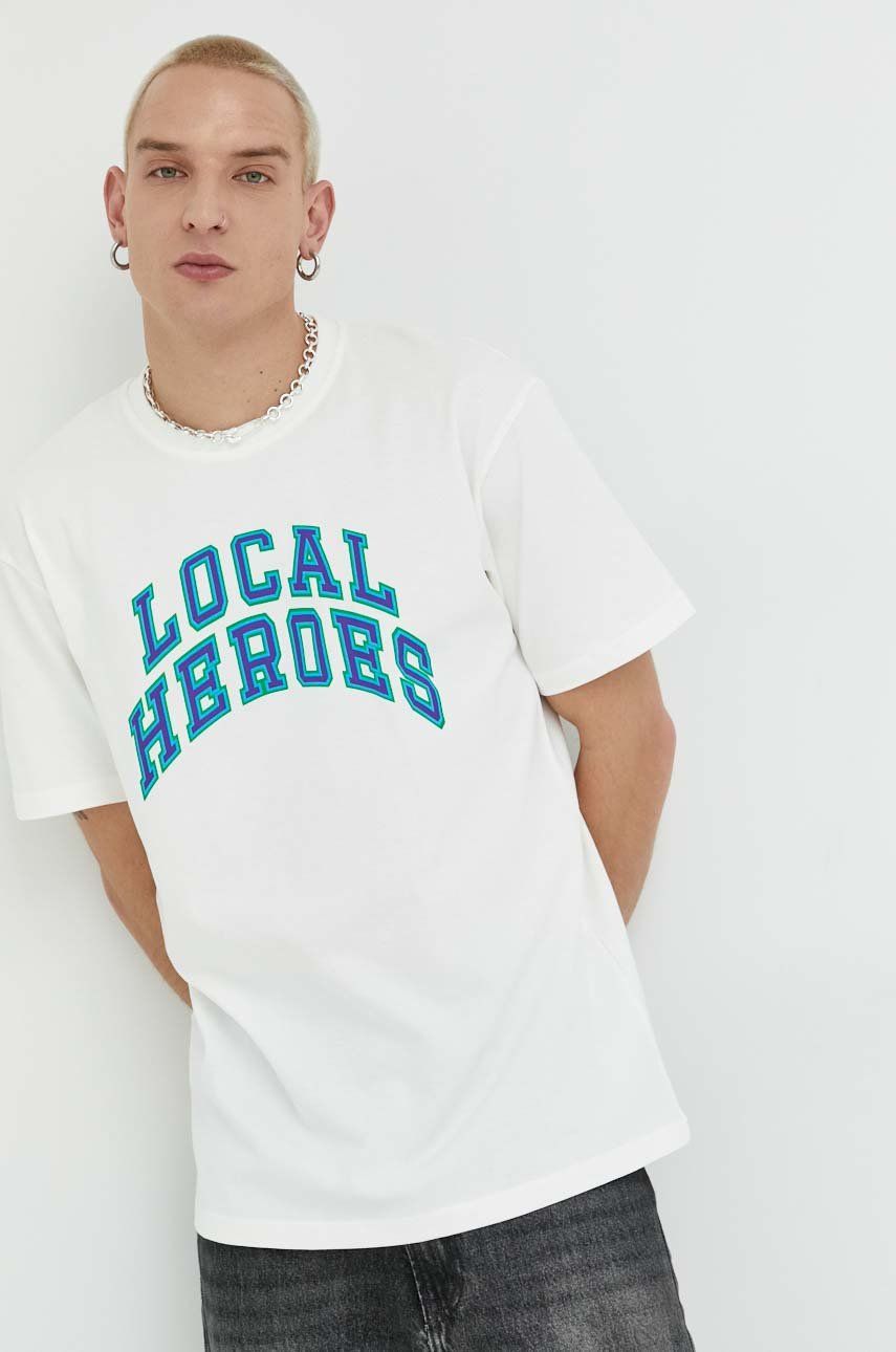 Local Heroes tricou din bumbac culoarea alb, cu imprimeu