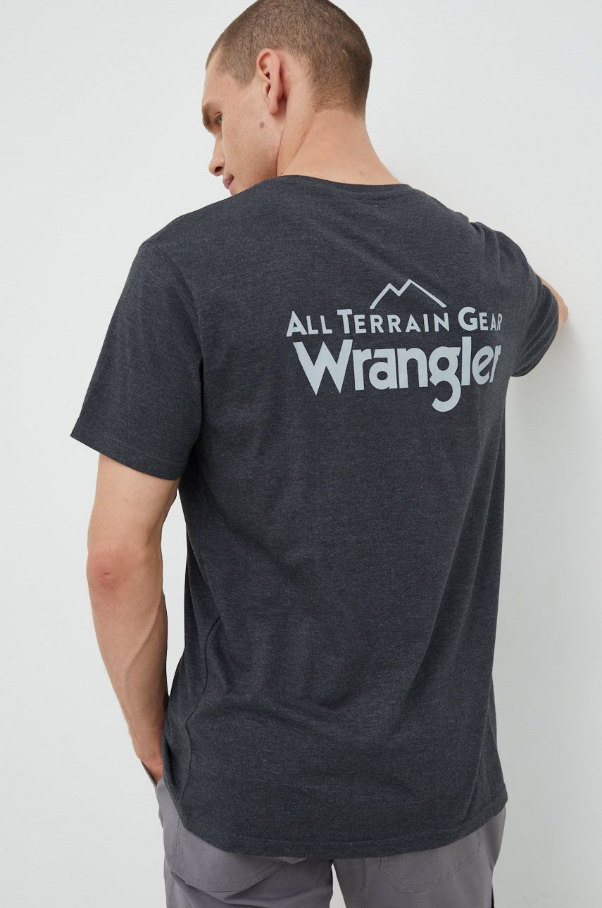 Wrangler t-shirt ATG męski kolor szary gładki