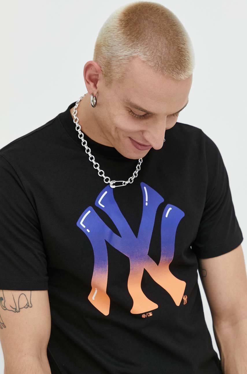 47brand tricou din bumbac Mlb New York Yankees culoarea negru, cu imprimeu 47brand imagine noua