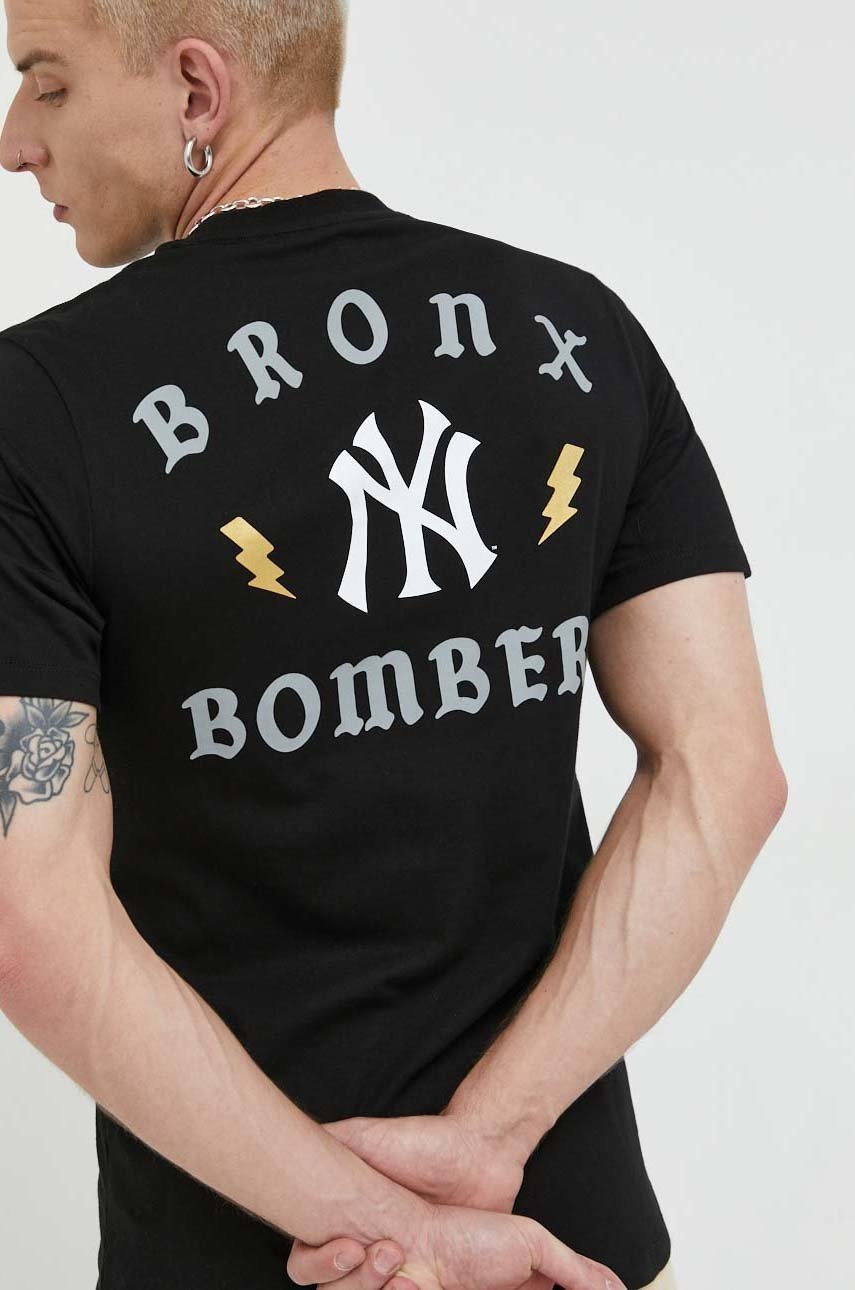 

Хлопковая футболка 47brand Mlb New York Yankees цвет чёрный с принтом