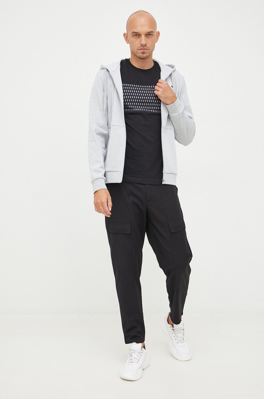 

Хлопковая футболка Lacoste цвет чёрный узорный