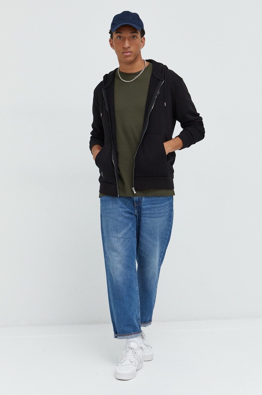 

Хлопковая футболка Cross Jeans цвет зелёный однотонный