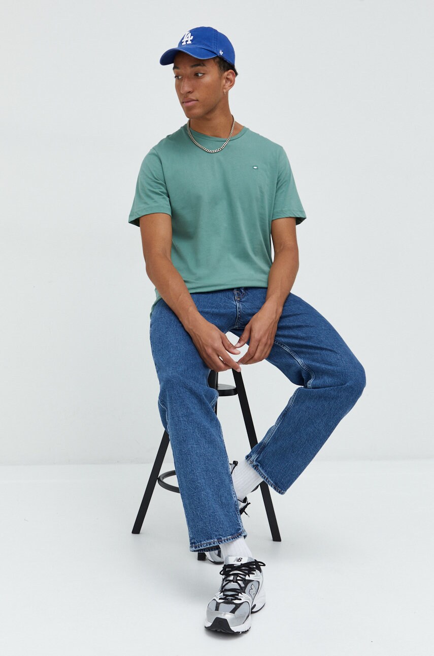 Cross jeans tricou din bumbac culoarea verde, neted