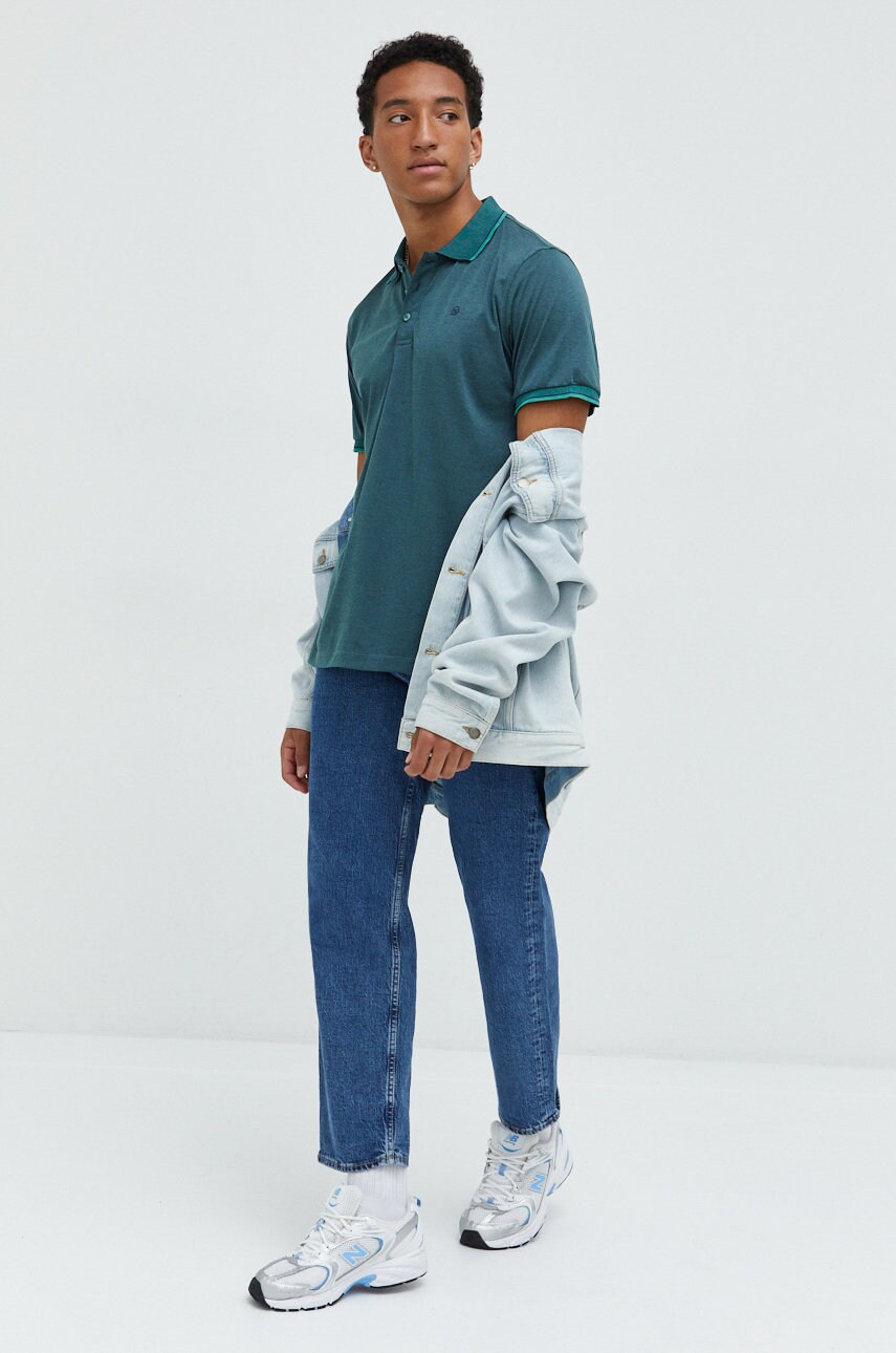 

Бавовняне поло Cross Jeans колір зелений однотонний