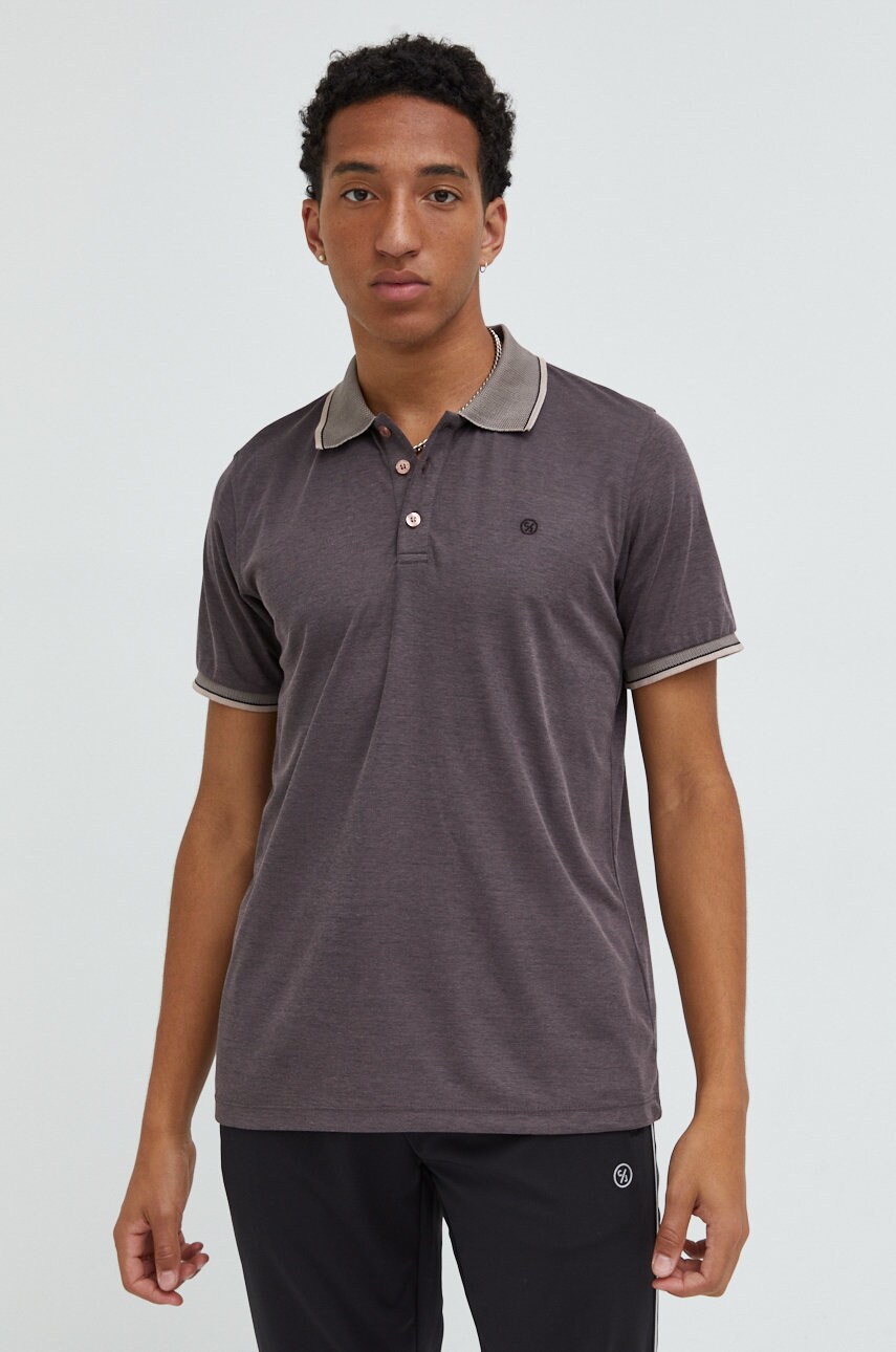 Cross jeans polo de bumbac culoarea violet, neted
