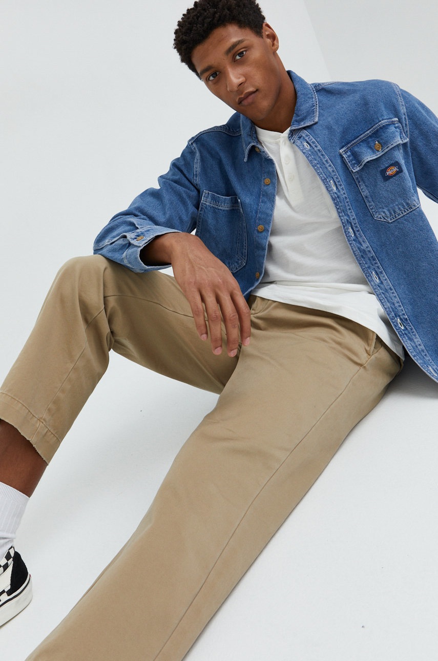 

Бавовняна футболка Cross Jeans колір бежевий однотонний