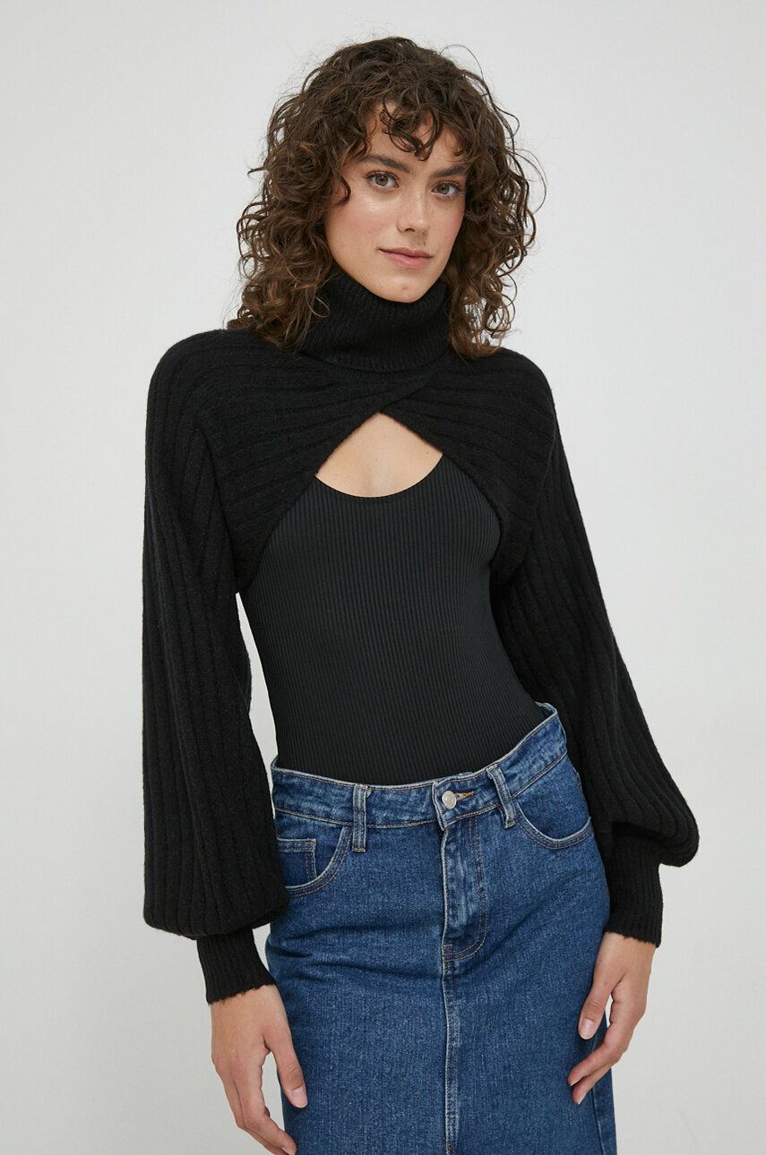XT Studio pulover femei, culoarea negru, călduros, cu guler