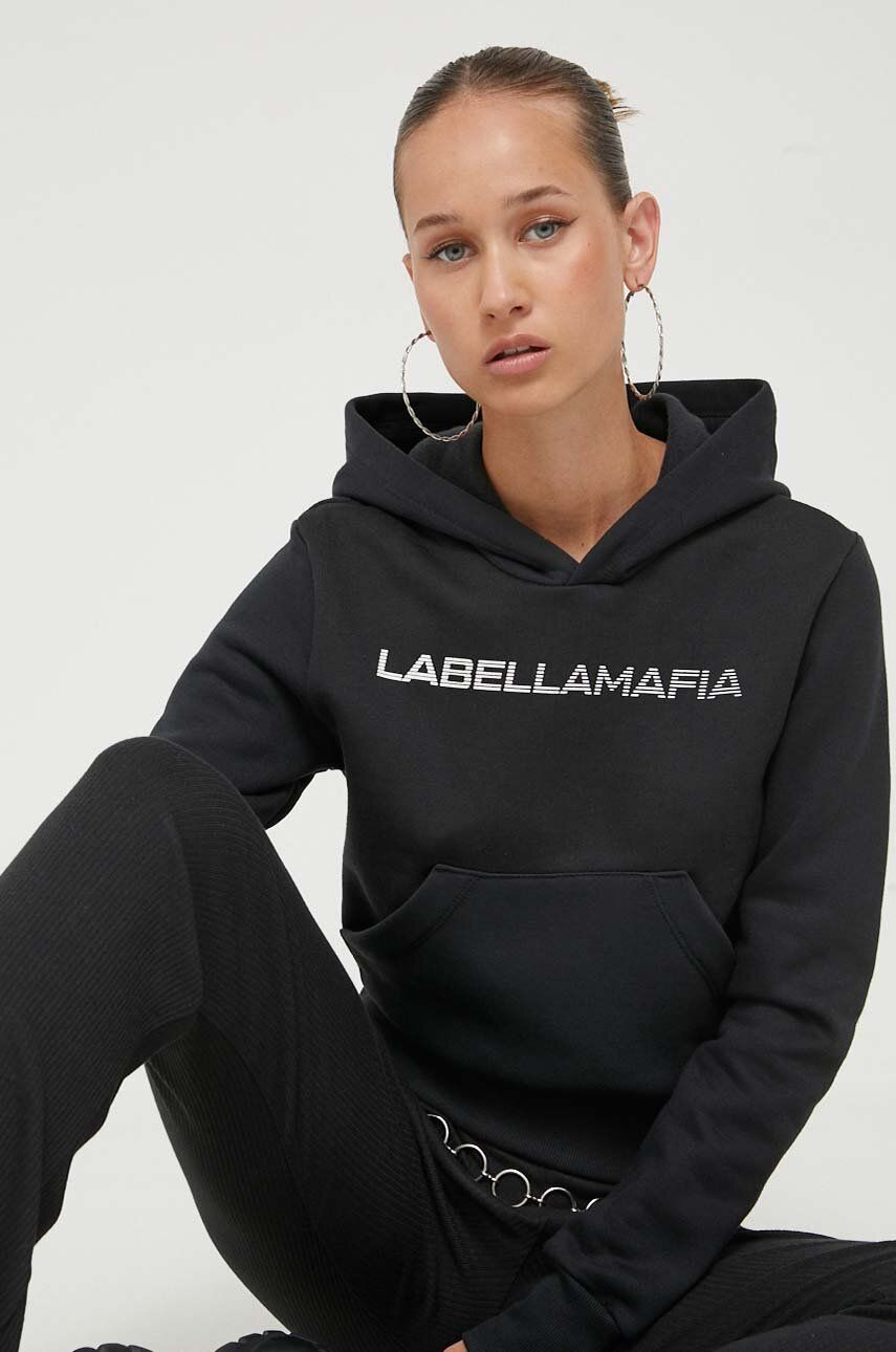 Labellamafia Bluza Femei, Culoarea Negru, Cu Gluga, Cu Imprimeu