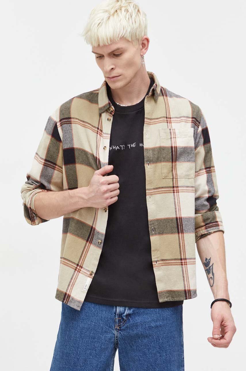 

Бавовняна сорочка Solid чоловіча колір зелений regular комір button-down