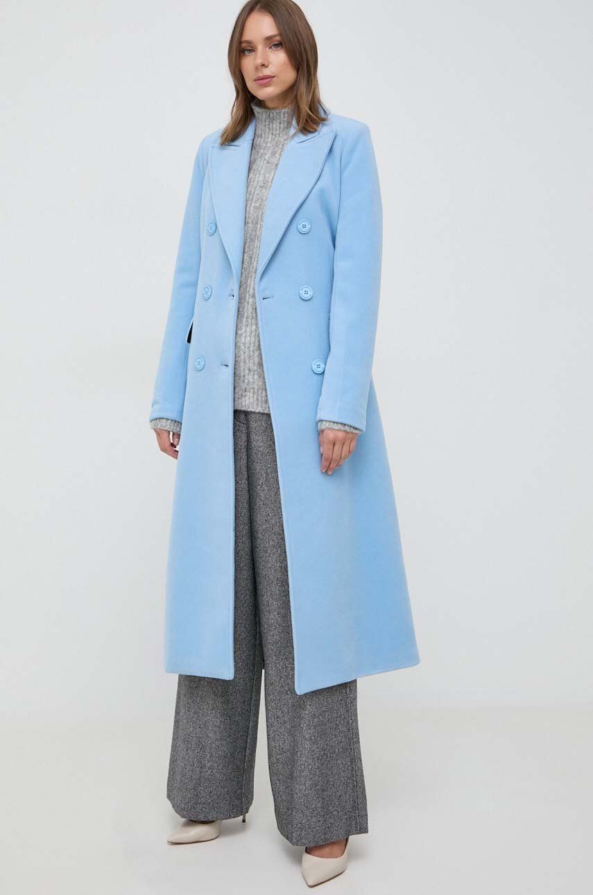 Kabát Silvian Heach dámský, přechodný, dvouřadový - modrá - Hlavní materiál: 91 % Polyester