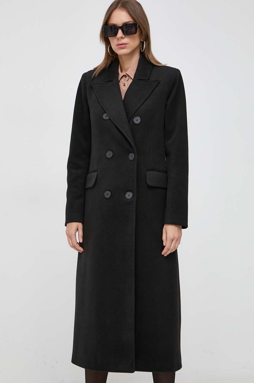 Kabát Silvian Heach dámský, černá barva, přechodný, dvouřadový - černá - Hlavní materiál: 91 % Polye