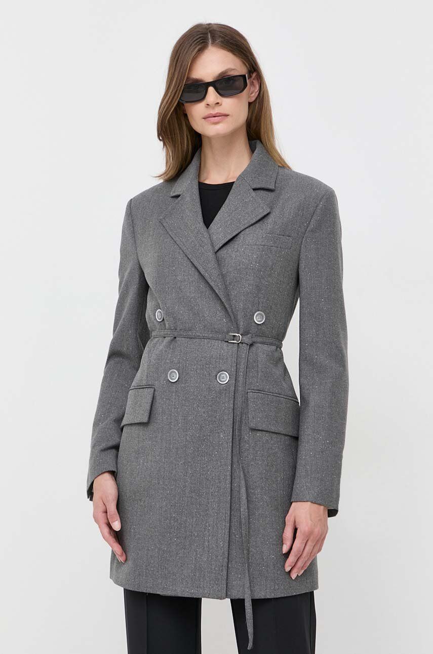 E-shop Kabát Beatrice B dámský, šedá barva, dvouřadový