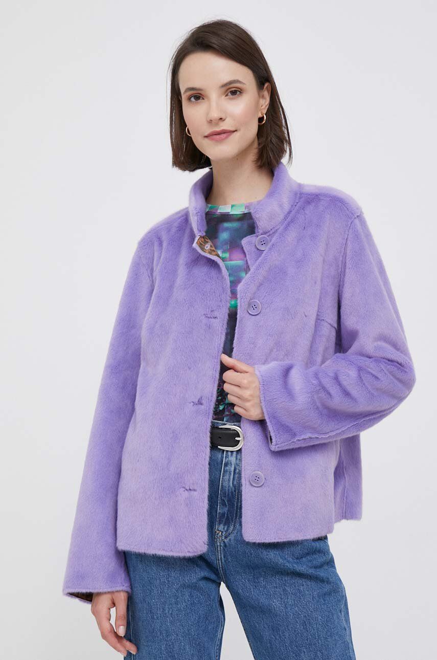 Bunda Rich & Royal dámská, fialová barva, přechodná - fialová -  100 % Polyester