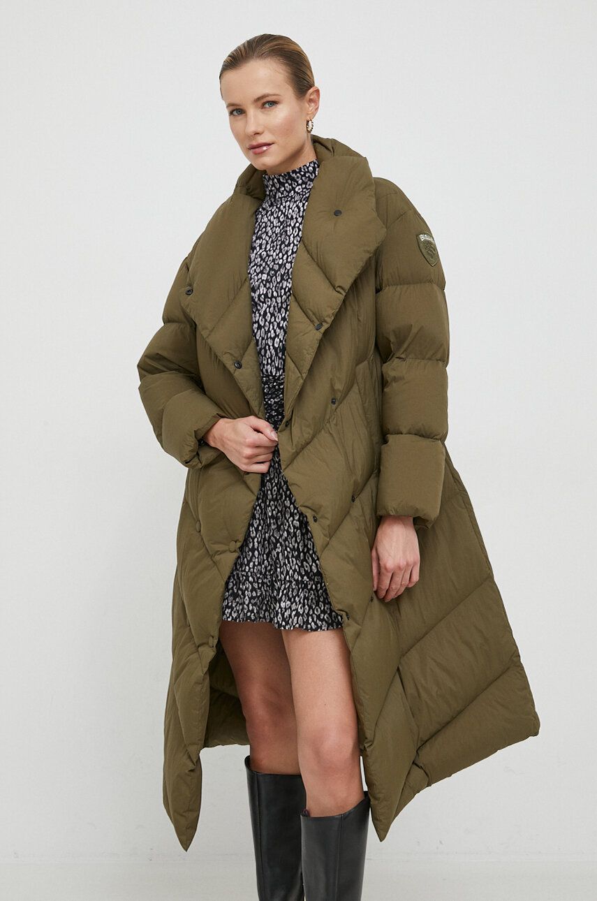 E-shop Péřová bunda Blauer dámská, zelená barva, zimní, oversize