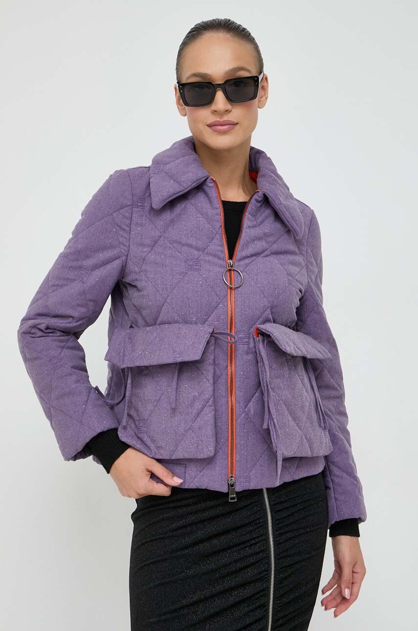 E-shop Vlněná bunda Beatrice B fialová barva, přechodná
