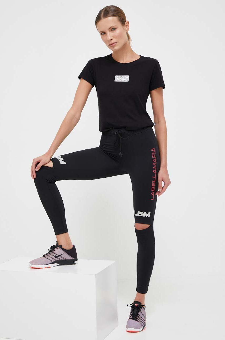LaBellaMafia leggins de antrenament Essentials culoarea negru, cu imprimeu answear.ro