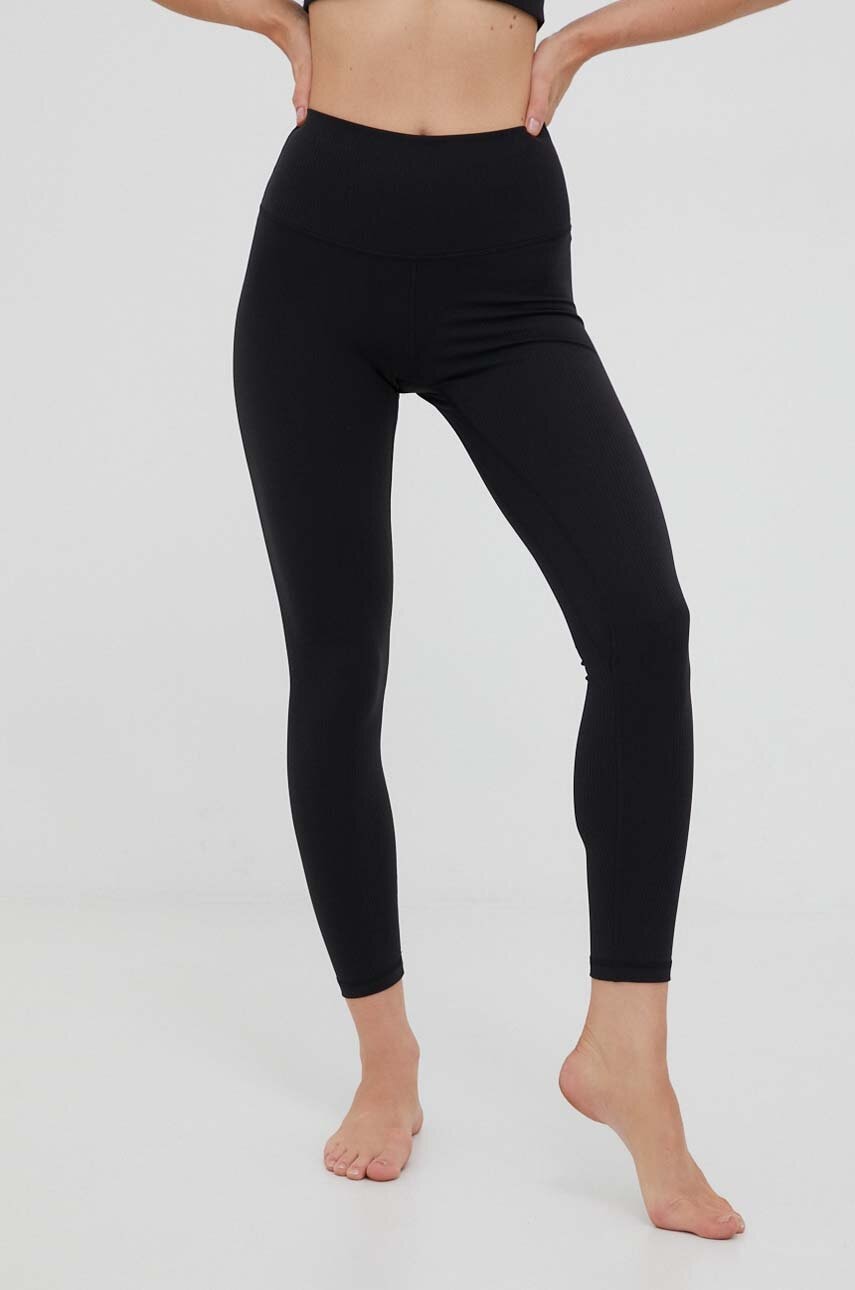 JOYINME jambiere de yoga Unity Ribbed culoarea negru, neted