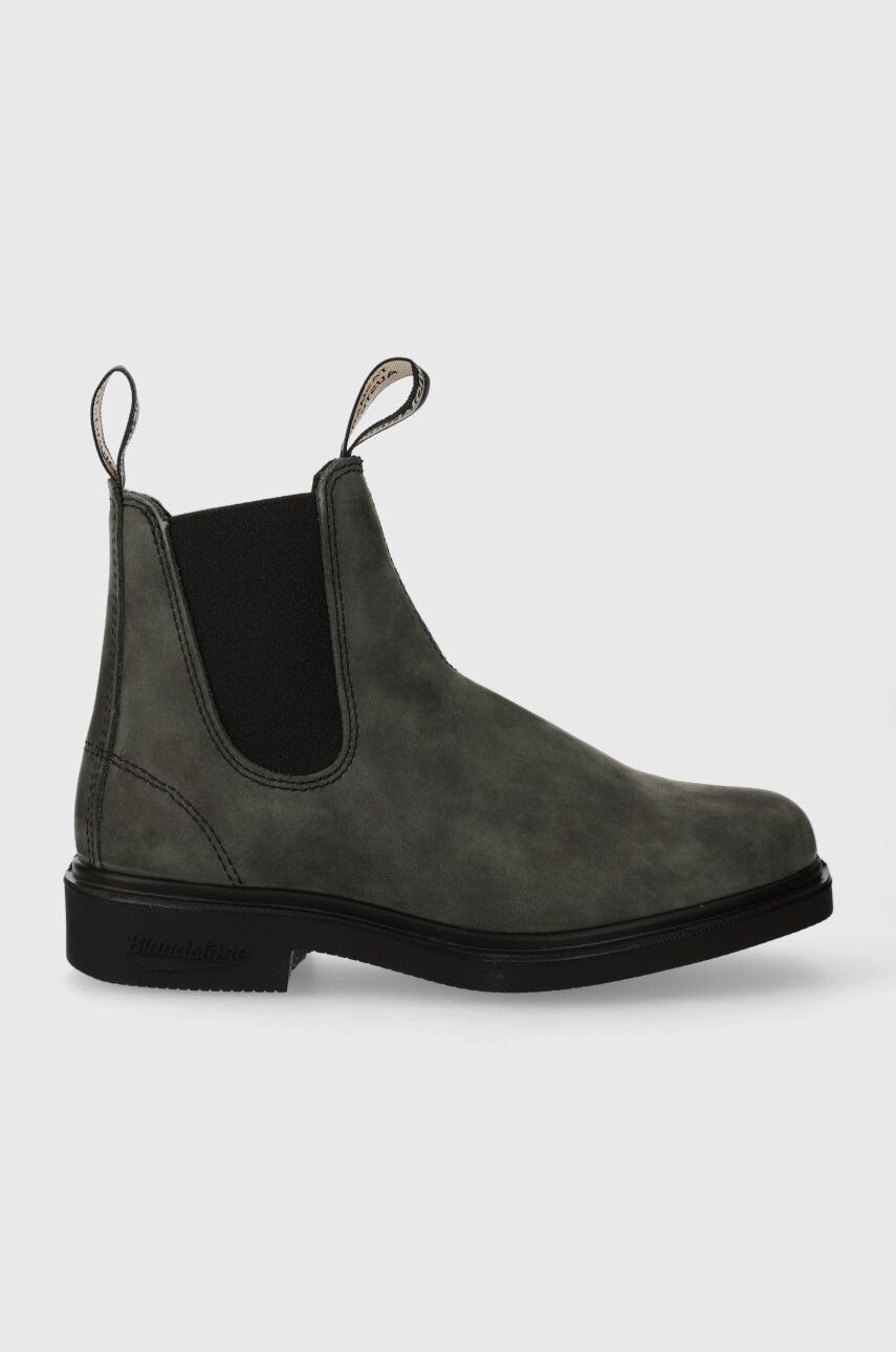 Semišové kotníkové boty Blundstone dámské, šedá barva, na plochém podpatku, 1308. Rustic.Black - šedá