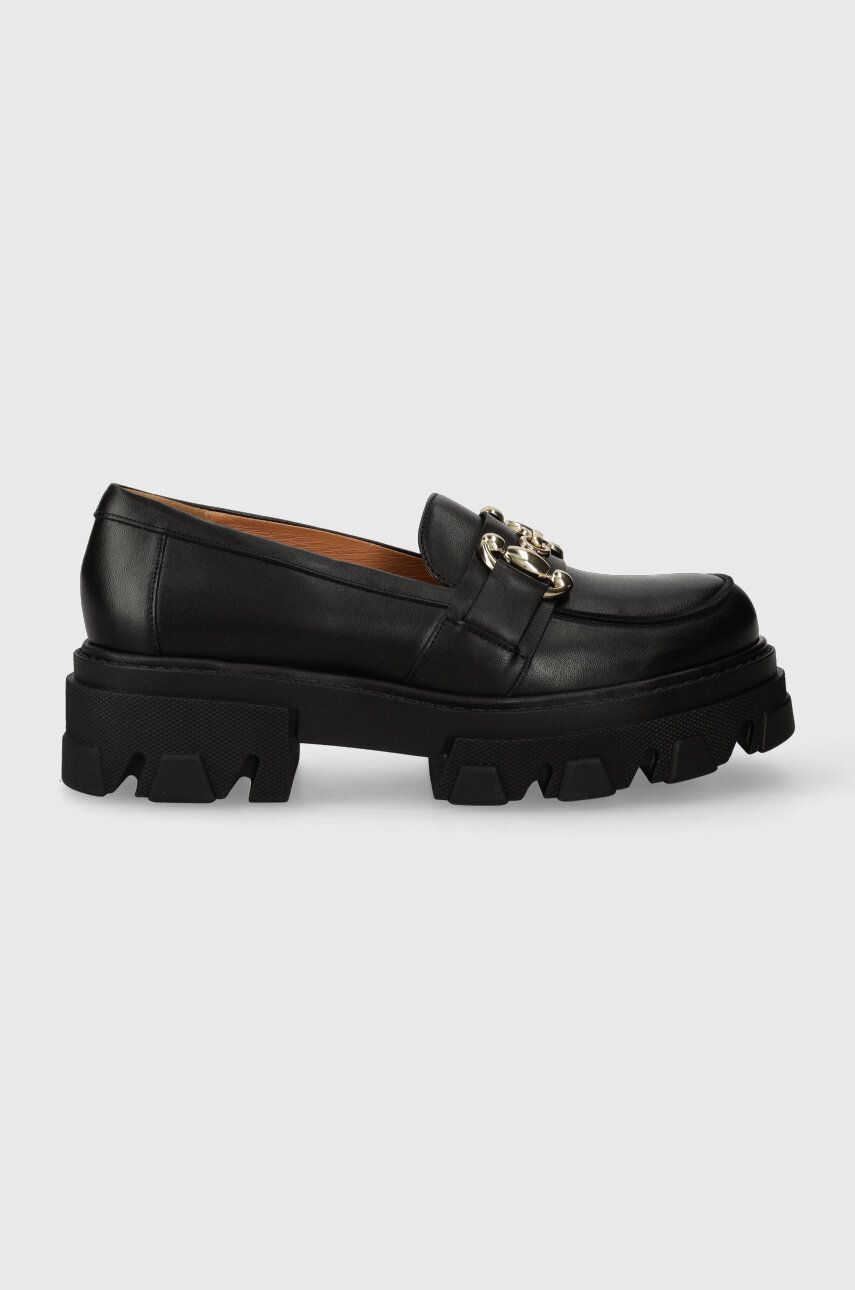 Kožené mokasíny Charles Footwear Vloglola dámské, černá barva, na platformě, Vloglola.Loafer.Black -