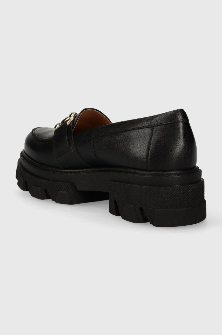 Charles Footwear Mocasini De Piele Vloglola Femei, Culoarea Negru, Cu Platforma, Vloglola.Loafer.Black