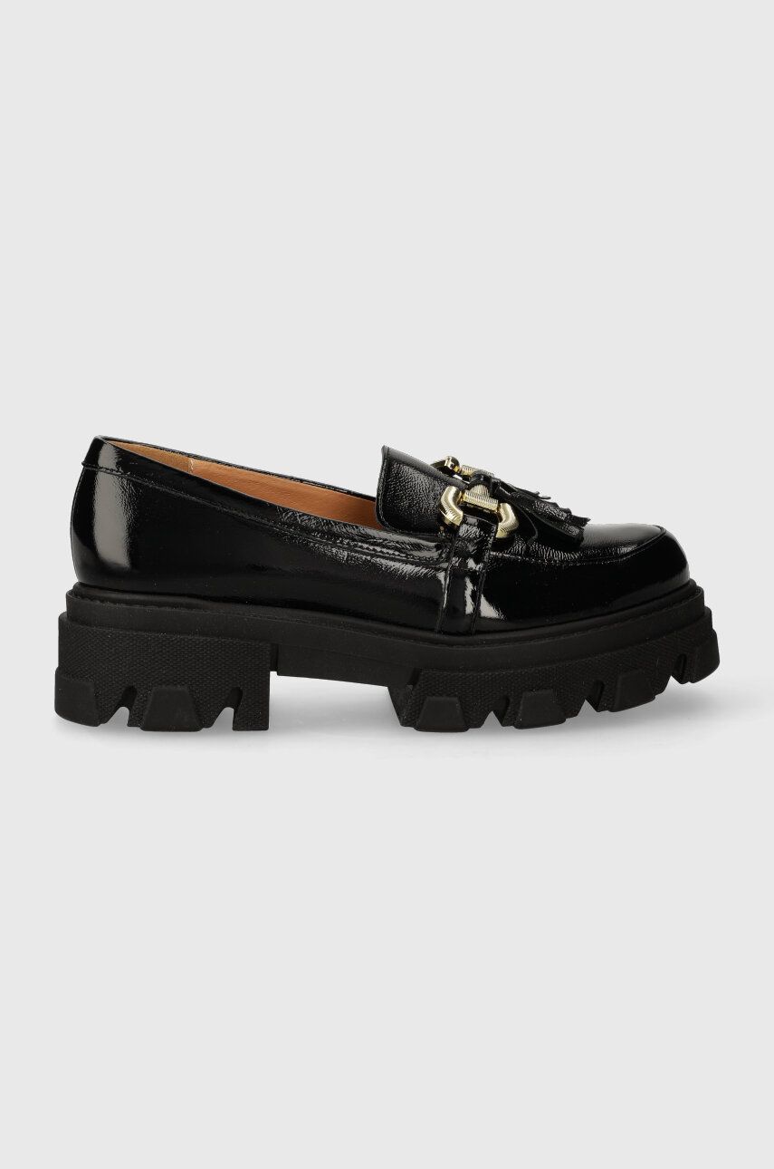 Levně Kožené mokasíny Charles Footwear Zulia dámské, černá barva, na platformě, Zulia.Loafer.Black