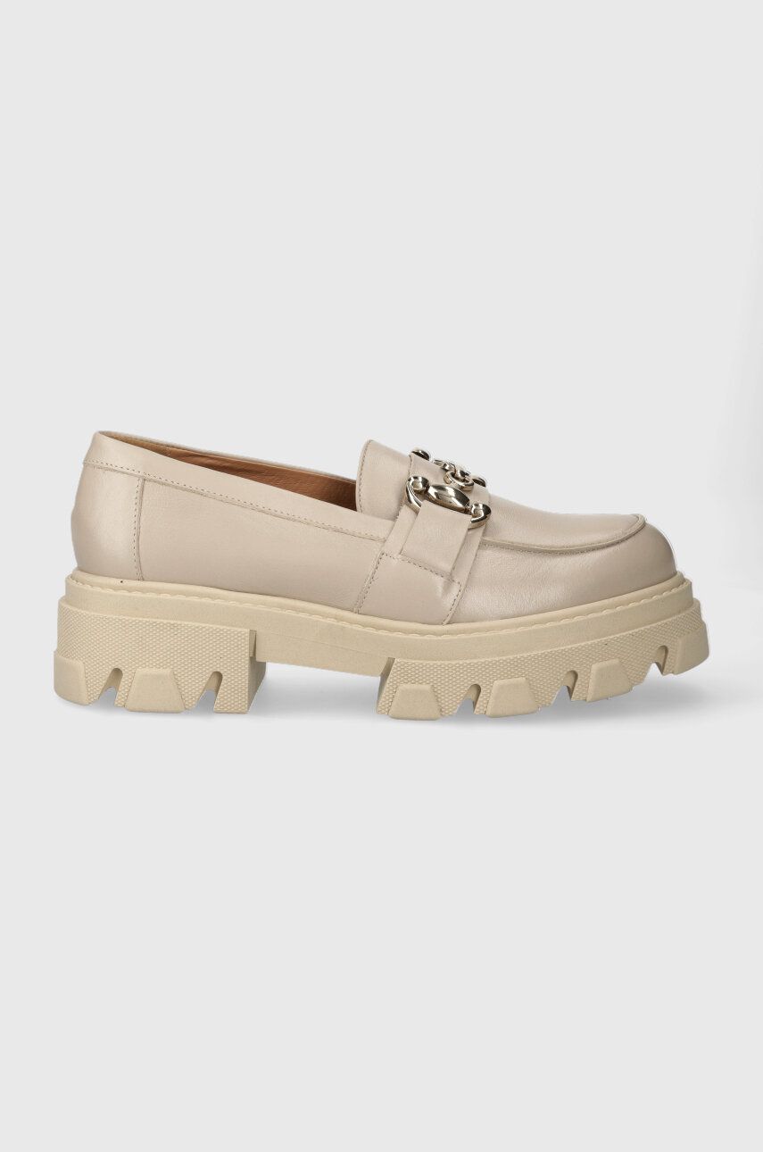 Levně Kožené mokasíny Charles Footwear Vloglola dámské, béžová barva, na platformě, Vloglola.Loafer.Beige