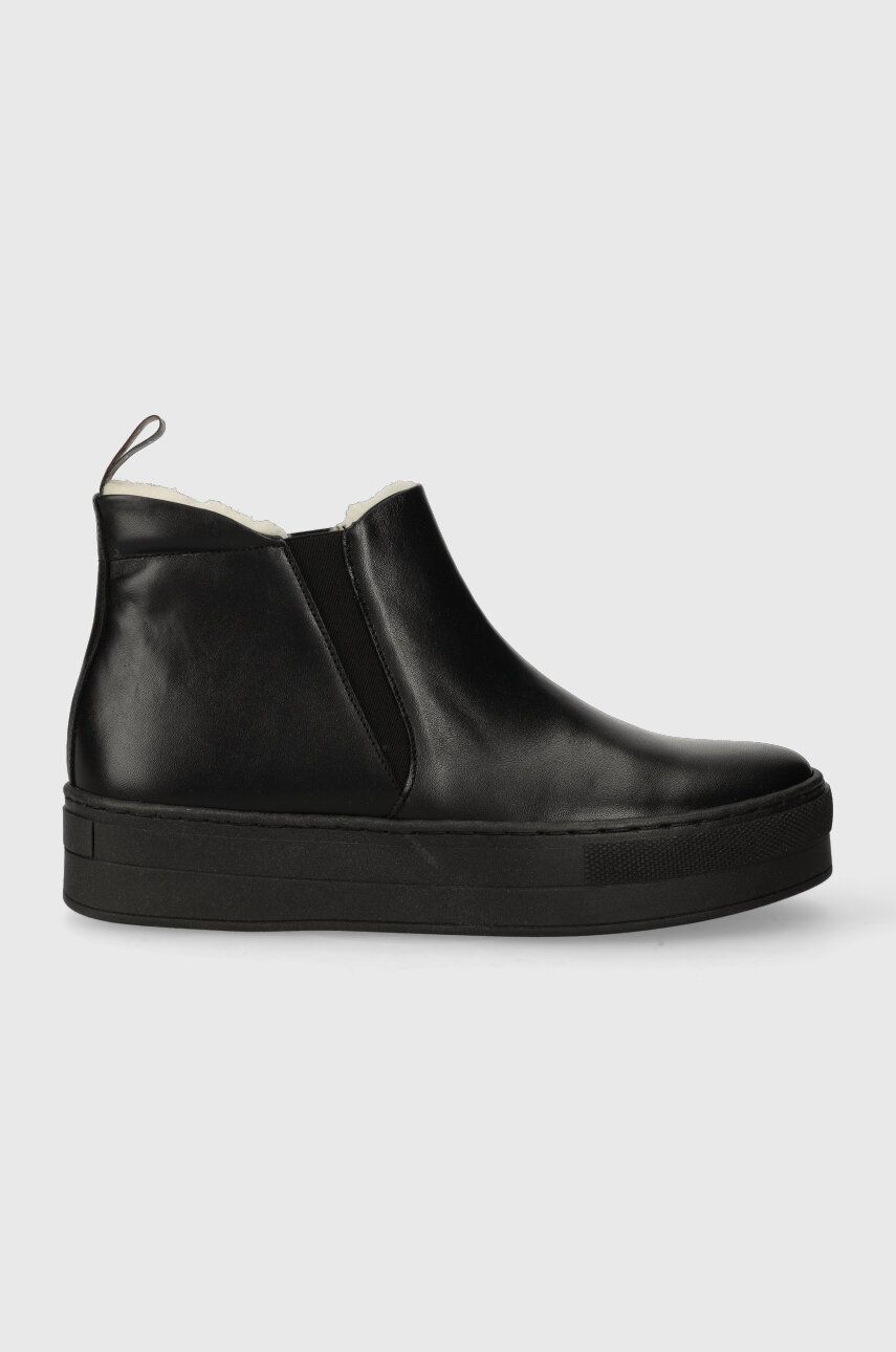 Kožené kotníkové boty Charles Footwear Nessa dámské, černá barva, na platformě, Nessa.Mini.Boots.Bla