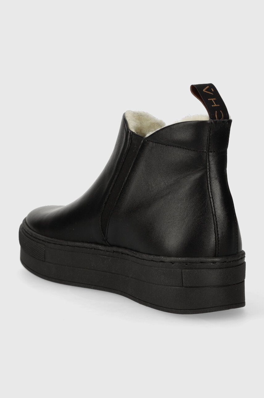 Charles Footwear Ghete Chelsea De Piele Nessa Femei, Culoarea Negru, Cu Platforma, Nessa.Mini.Boots.Black