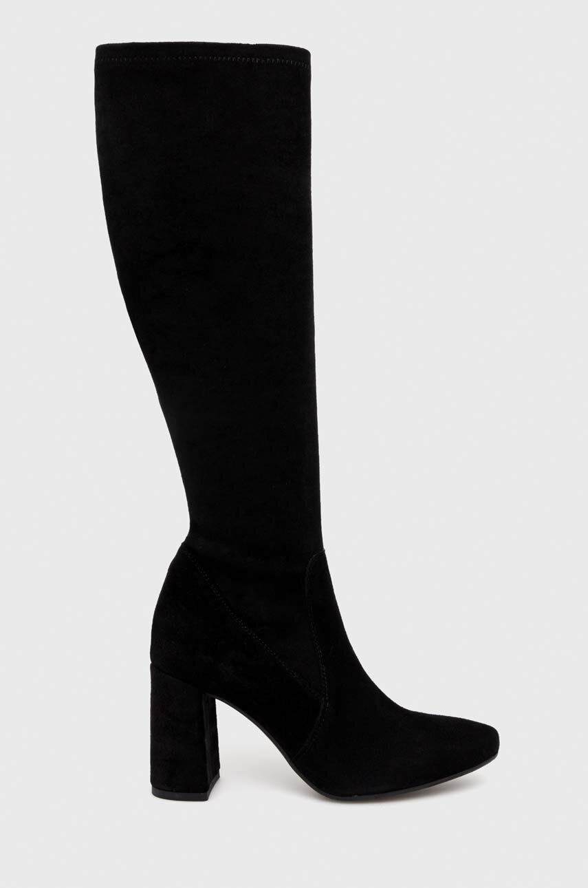 Levně Semišové boty Wojas dámské, černá barva, na podpatku, 7104181