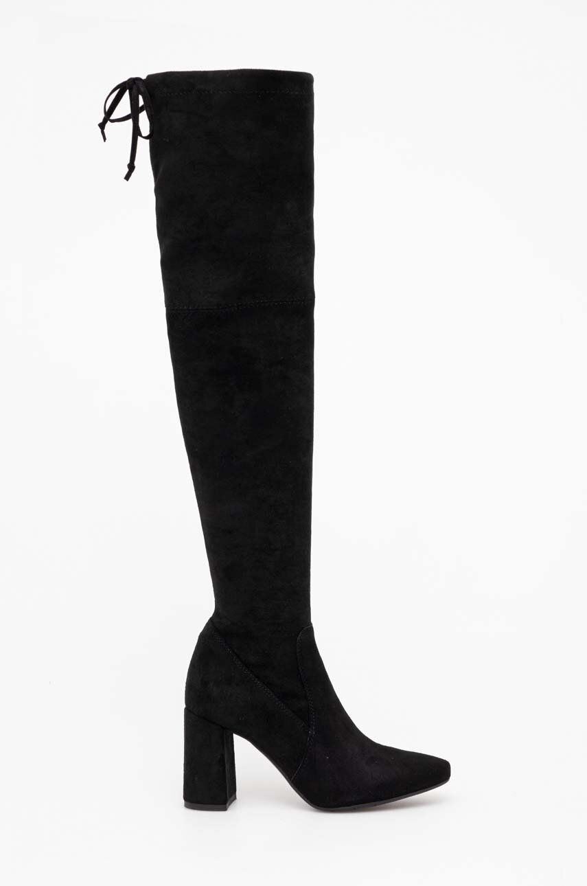 Levně Semišové boty Wojas dámské, černá barva, na podpatku, 7104281