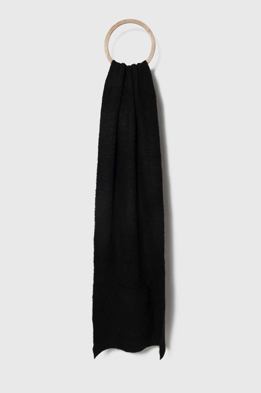 Šátek z vlněné směsi Silvian Heach černá barva, hladký - černá - 69 % Polyester