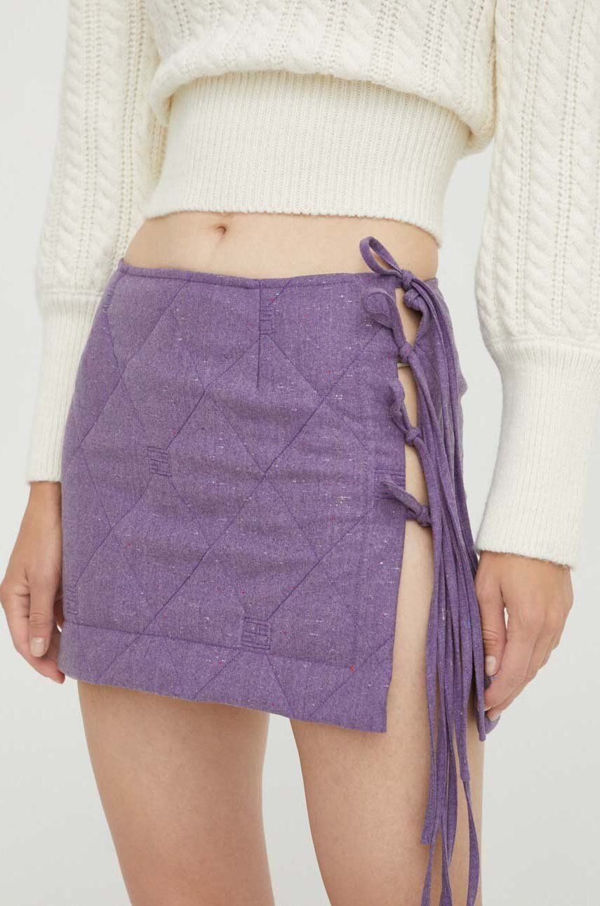 Beatrice B Fusta De Lana Culoarea Violet, Mini, Creion