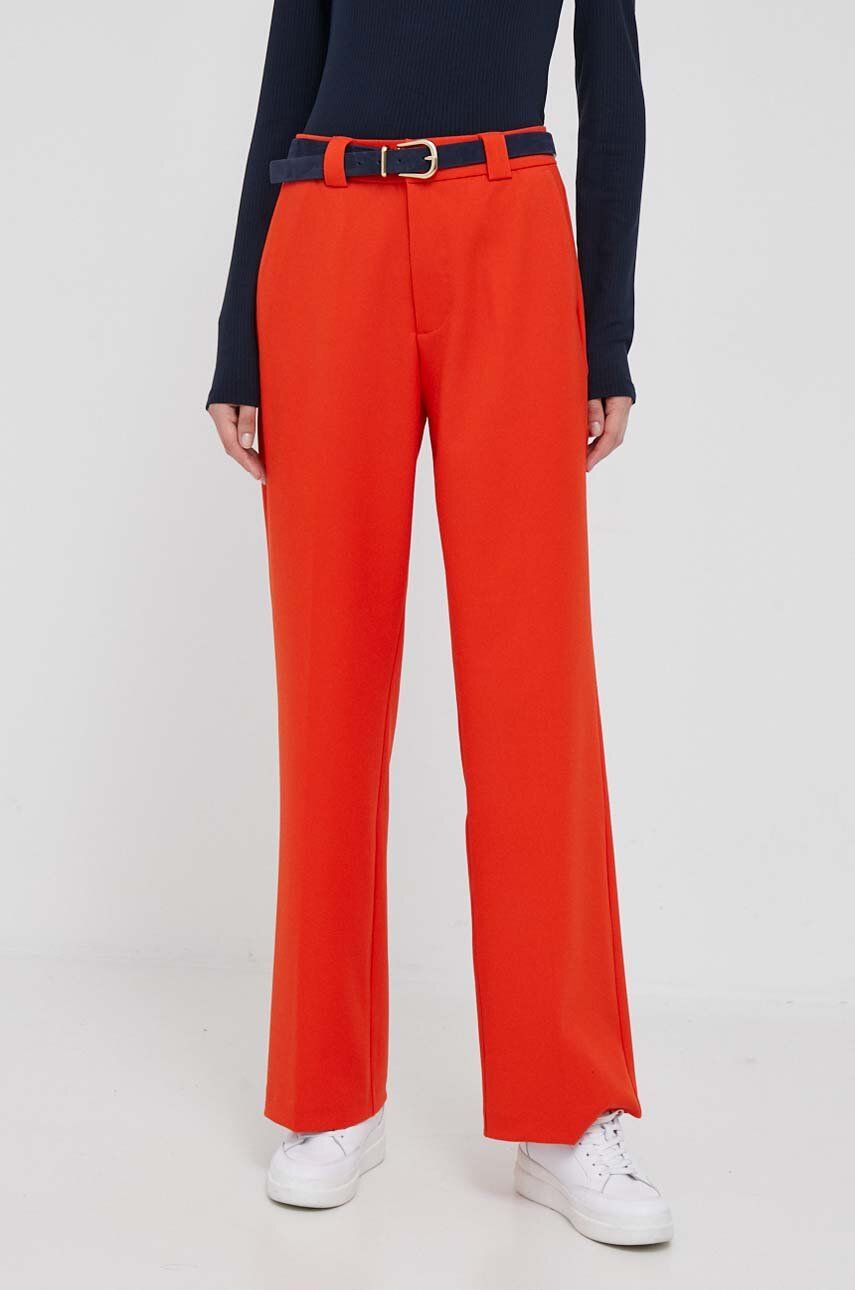 Levně Kalhoty Rich & Royal dámské, oranžová barva, jednoduché, high waist