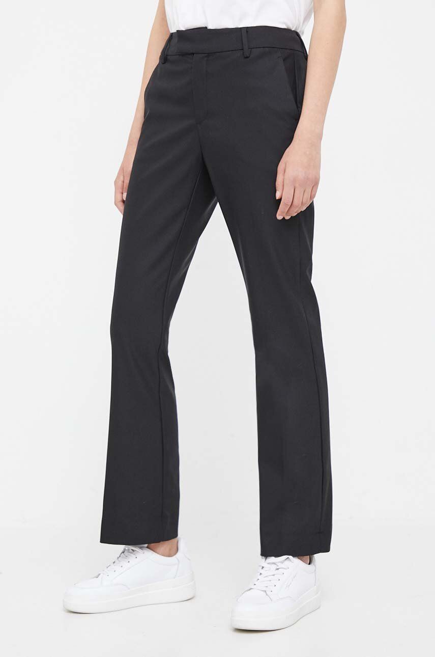 Kalhoty Mos Mosh dámské, černá barva, jednoduché, medium waist - černá -  50 % Bavlna