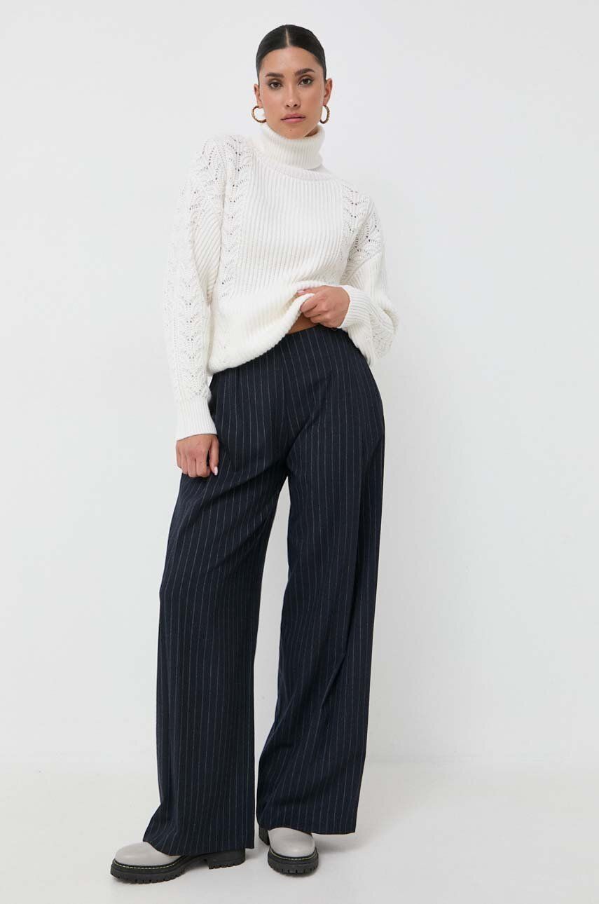 Kalhoty Silvian Heach dámské, tmavomodrá barva, široké, high waist - námořnická modř - 64 % Polyeste